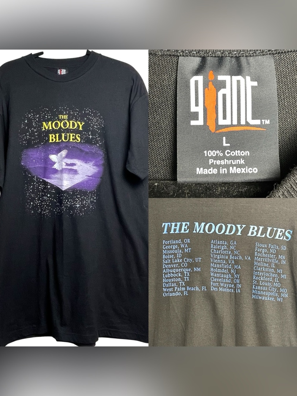 Vtg The Moody Blues Mens Music Concert T Shirt '97 Summer Tour Black Giant Tag L